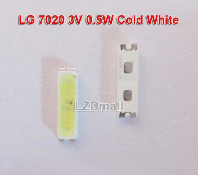 100 chiếc smd led 7020 3v 0.5w màu trắng lạnh, dành cho đèn nền led lcd ứng dụng tv đi-ốt led trắng mát lewws72r24gz00