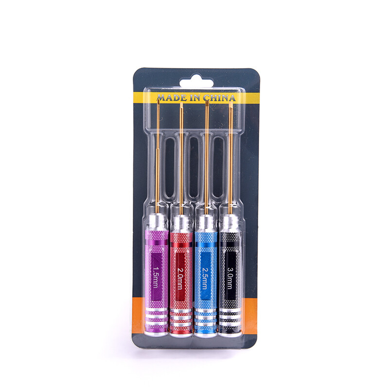 4Pcs/set Titanium Plating 1.5mm 2mm 2.5mm 3mm Hexagon Screwdriver Screw Driver Tool Kit for RC Model Car Boat Airplane