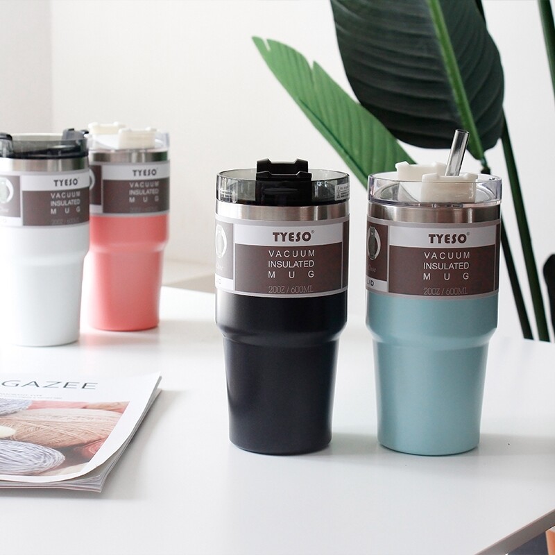 ⭐NEW⭐ Tyeso Full Set 304 Stainless Steel Thermos Large Tumbler Korean Macaron Thermal Mug with