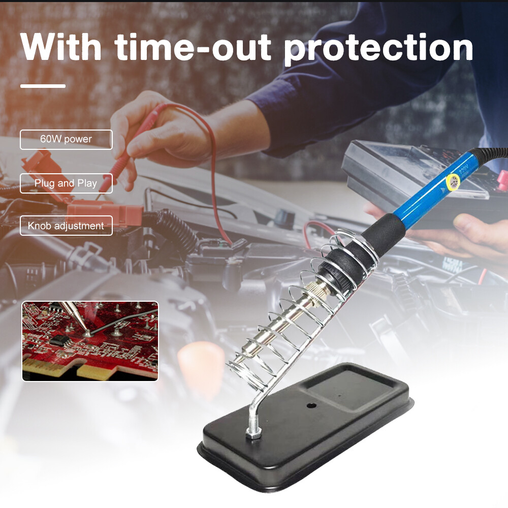 Soldering Iron Kit Electronics 60W Adjustable Temperature Welding Tool 5pcs Soldering Iron Tip /Soldering Iron Stand /Desoldering Pump /Tweezers /Solder Wire /Carry Bag