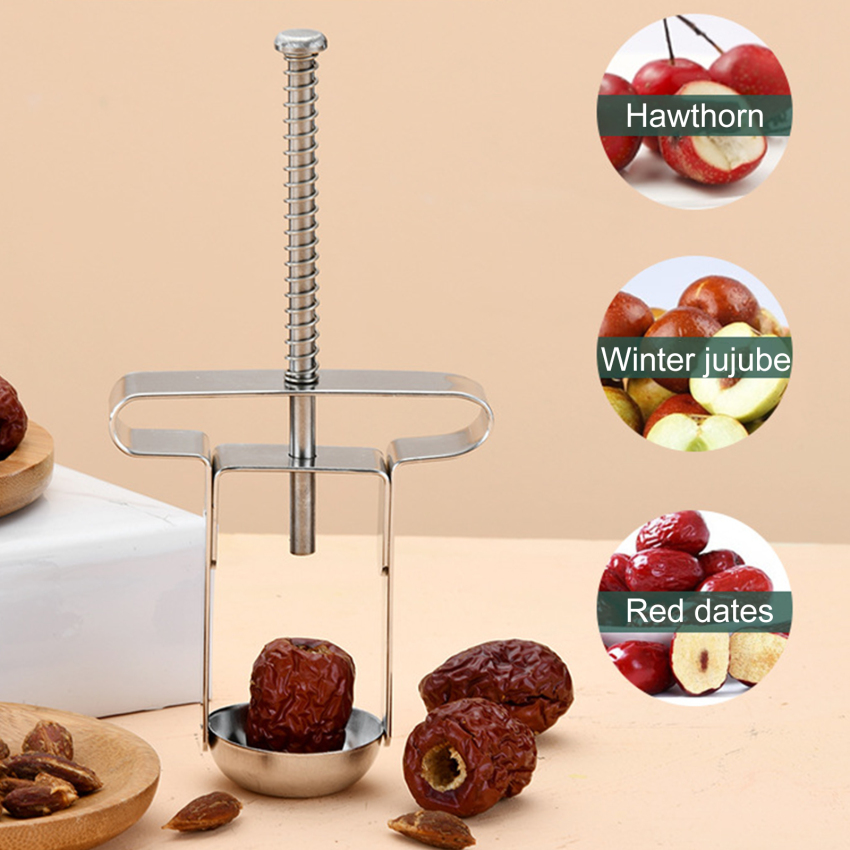 Dụng Cụ Lấy Lõi Táo Tàu Chà Là Màu Đỏ Bằng Thép Không Gỉ Dụng Cụ Đẩy Ra Nhà Bếp Gia Dụng Sáng Tạo Dao Nạo Hạt Quả Anh Đào Bằng Tay
