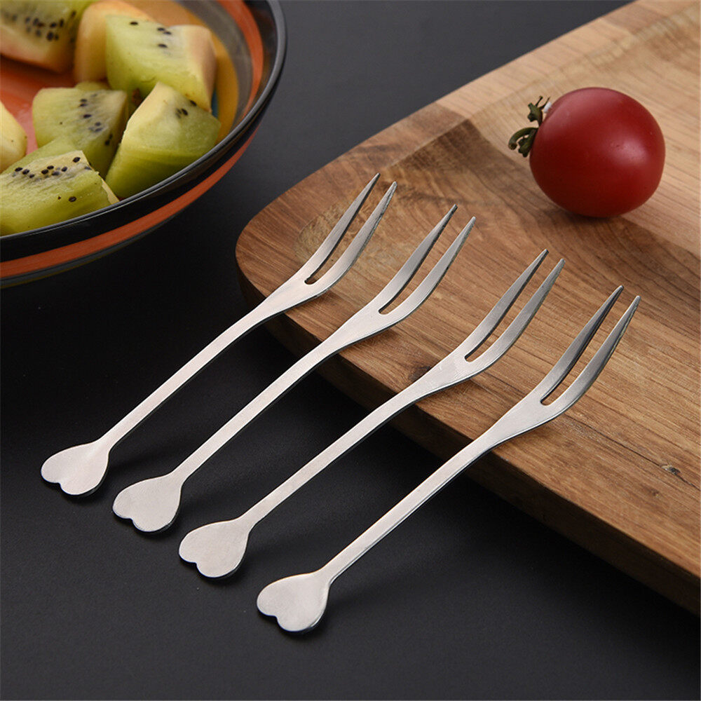 5 Cái Nĩa Mini Cầm Tay Trái Tim Tình Yêu Bằng Thép Không Gỉ, Bộ Đồ Ăn Tiệc Cung Cấp Nĩa Tráng Miệng Bánh Nĩa Trái Cây Bộ Đồ Ăn Dao Kéo