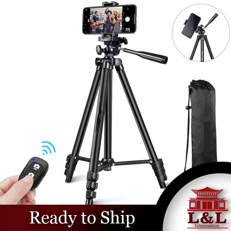 50 Adjustable Travel Video Tripod Stand with Cell Phone Mount Holder /& Smartphone Bluetooth Remote Compatible with iPhone//Android UBeesize Phone Tripod