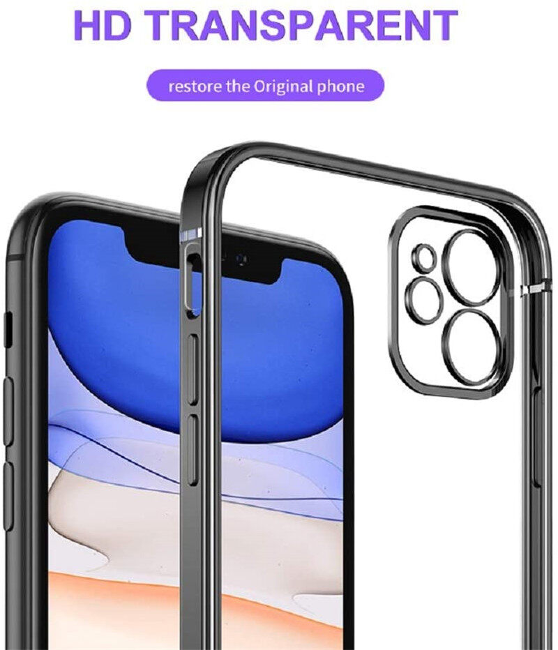 Ốp Điện Thoại Di Động Mạ Điện Góc Vuông Trong Suốt, Ốp Điện Thoại Mềm Cho Apple IPhone 12 Mini Pro Max 11 Pro Max To 6S 7 8 Plus, Ốp Lưng TPU Bảo Vệ Toàn Bộ Ống Kính