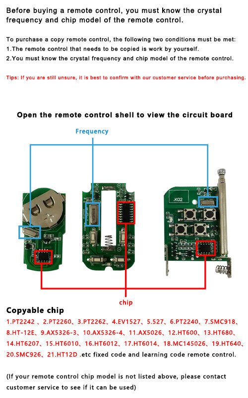 Điều Khiển Từ Xa Không Dây 433MHz 4 Nút Tự Động Sao Chép Cặp Cổng Nhà Để Xe Điều Khiển Từ Xa Bộ Sao Chép Học Tập Sao Chép