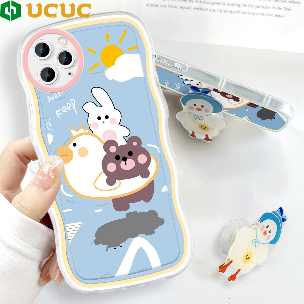 Ucuc phone case for iphone 13 pro max 13 mini iphone 11 pro max iphone 14 pro max 14 plus iphone 12 pro max 12 mini iphone11pro casing for girls soft wavy case cartoon rabbit shockproof casing