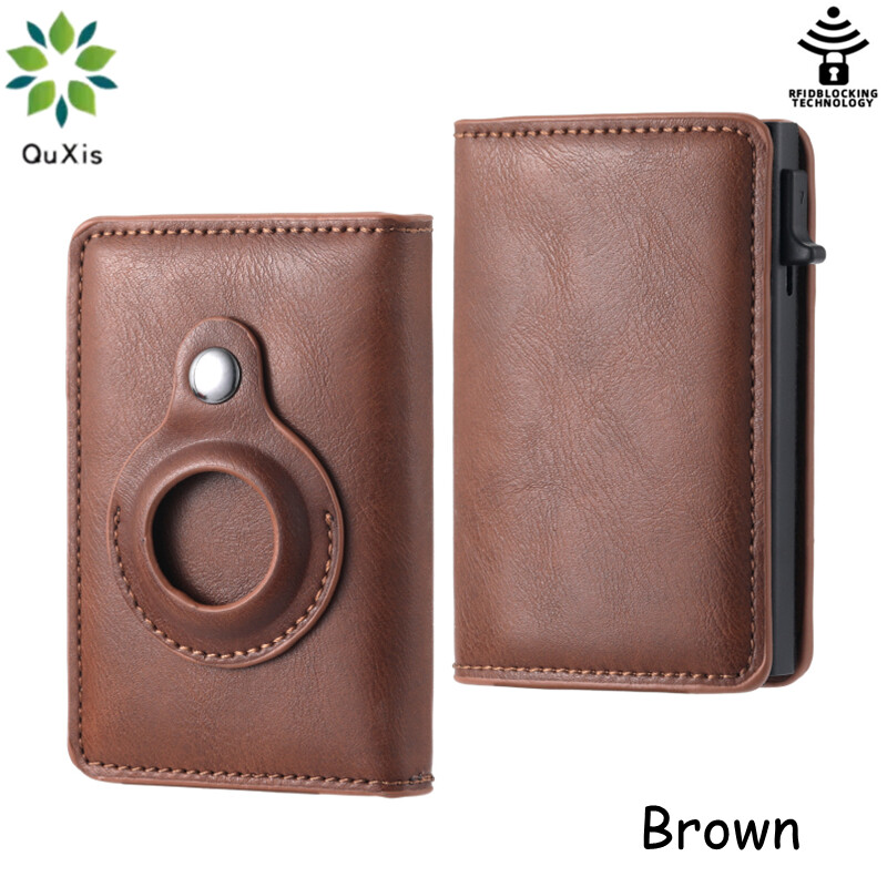 QuXis New Carbon Fiber For Airtag Wallet Men Business ID Credit Card