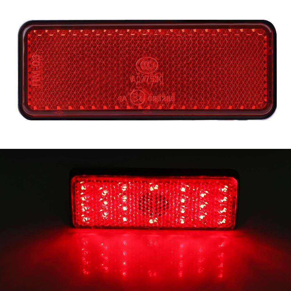 【Ready Stock】Universal Motorcycle Scooter Moped Rectangle LED Reflector Tail Brake Light Stop Lamp Red shell red light