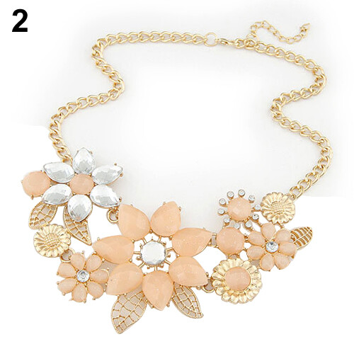 Gravitational wave Fashion Women's Resin Flower Chain Pendant Choker Bib Statement Collar Necklace