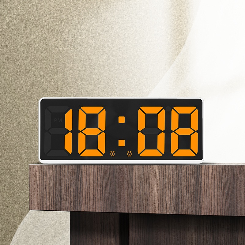 Two sets of alarm clock simple LED clock large screen digital clock bedroom bedside clock Korean version of the fashion clock