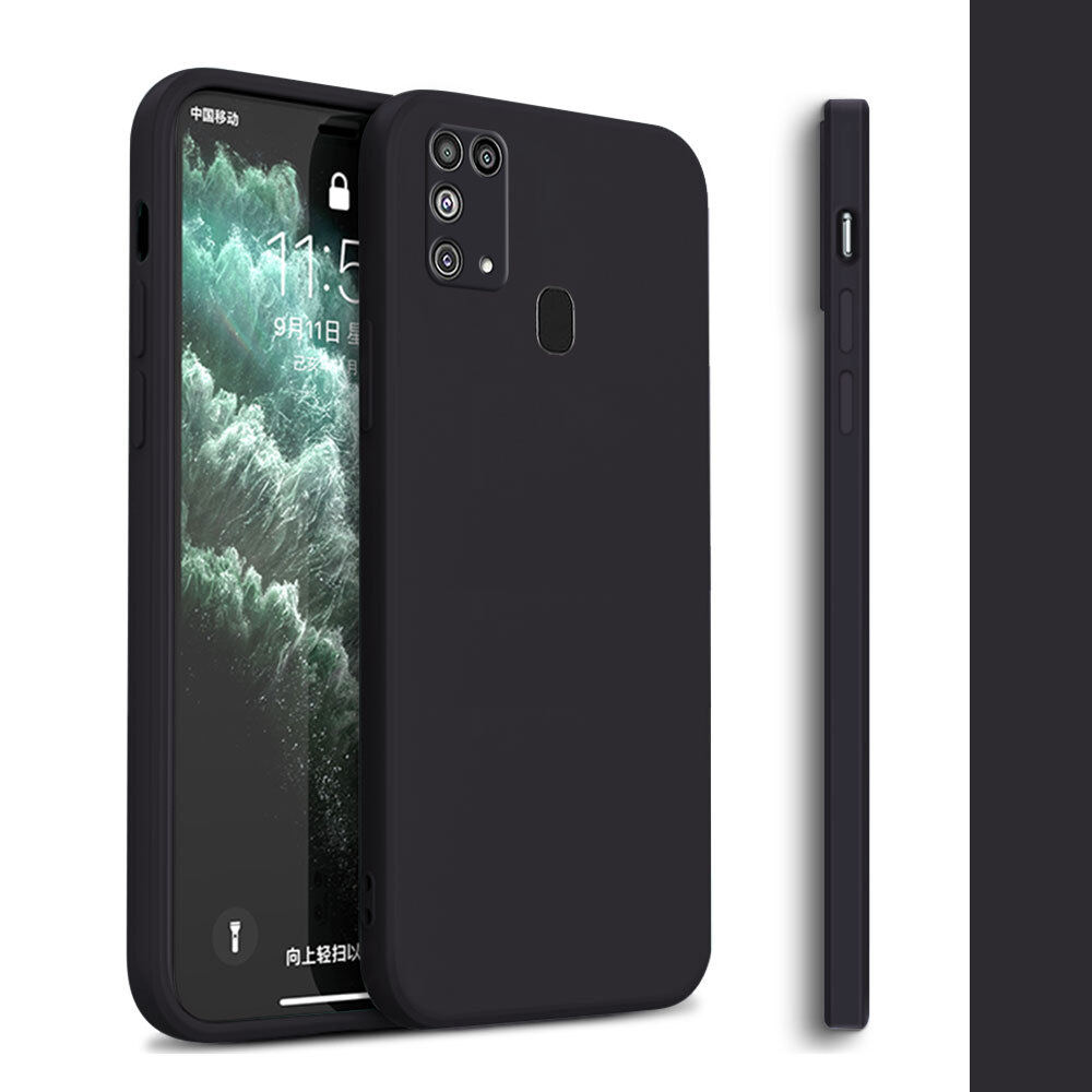 Jizetin Phone Casing For Samsung Galaxy M31 Soft Original Square Liquid Silicone Phone Casing Full Cover Camera Shockproof Protection Rubber Case