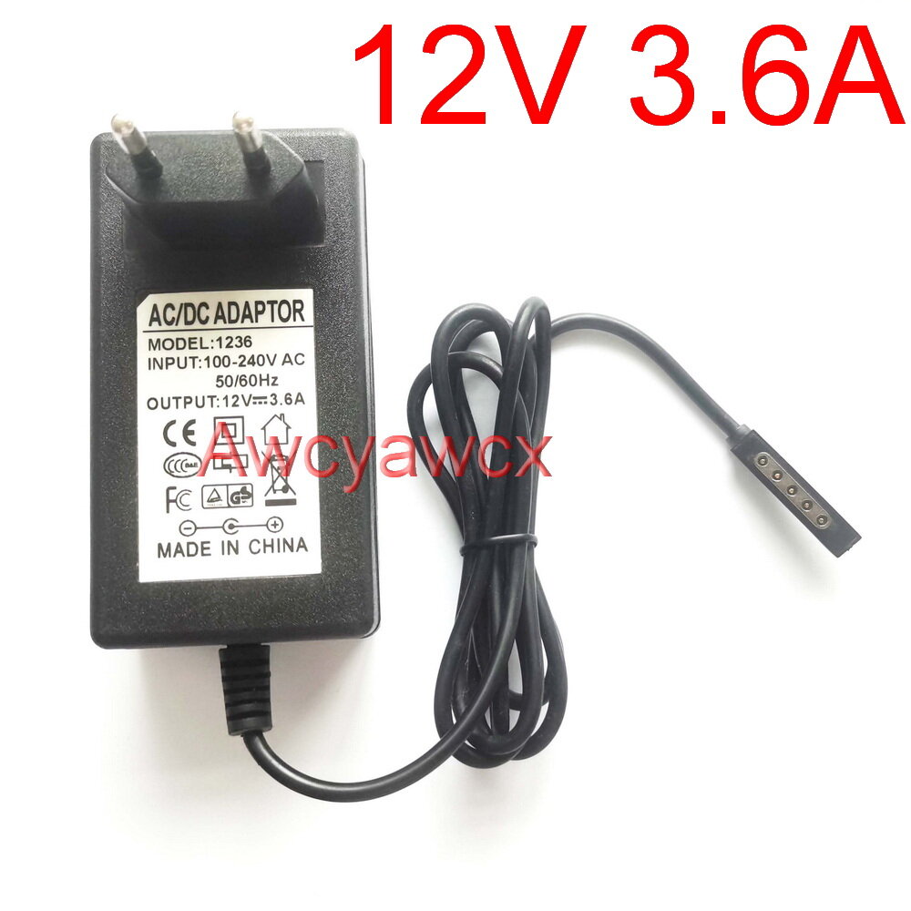 Ac 100v-240v dc 12v 3.6a 2a power adapter 3600ma 48w tablet charger for microsoft surface ms rt rt2 pro 1 2 10.6 win 8 1572 1536