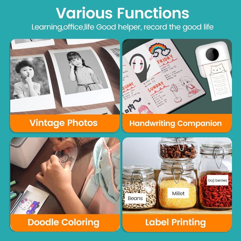 Elough Mini Printer Thermal Label Printer Portable Photo Printer Sticker Wireless Inkless Pocket Miniprint Impresora Portátil