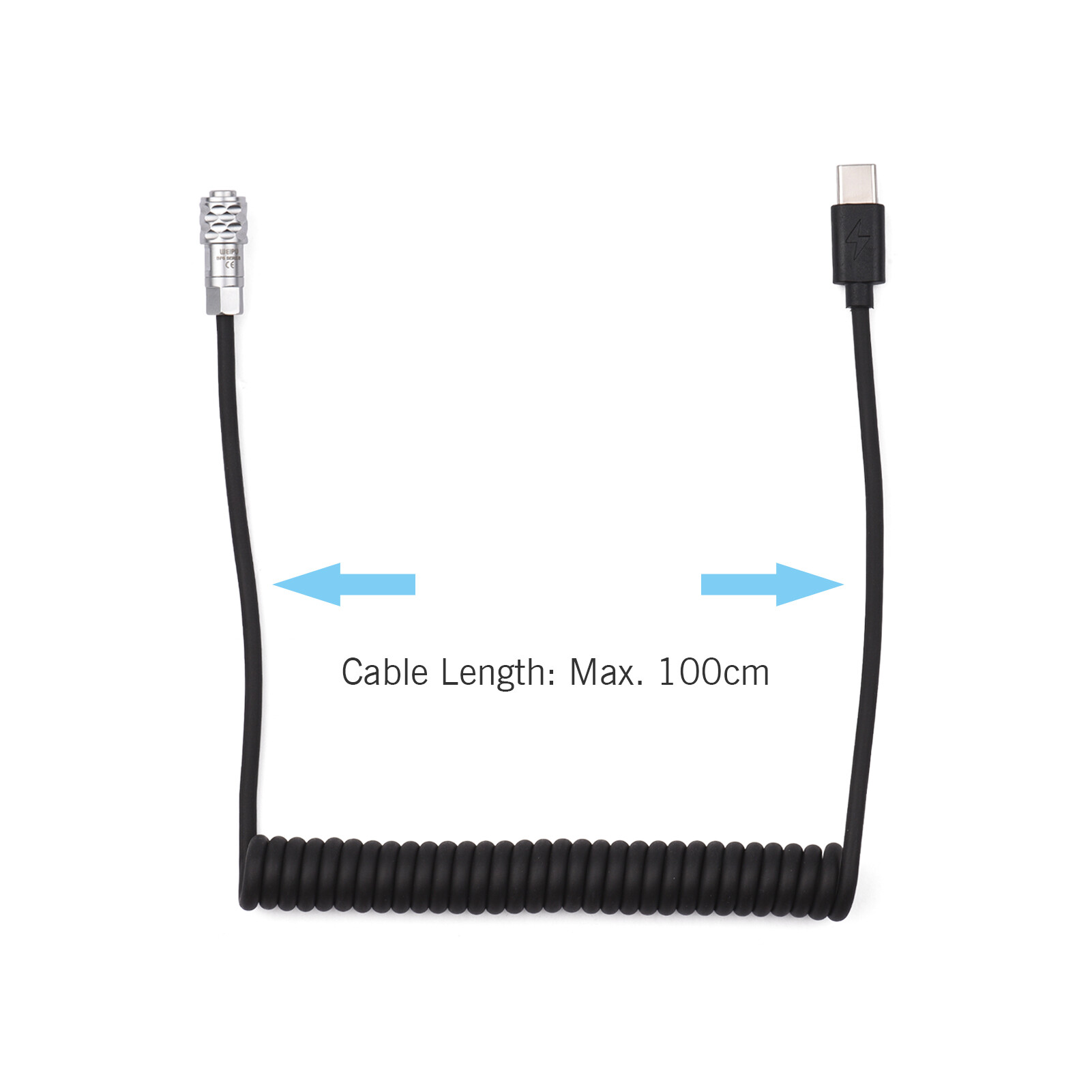 Andoer USB-C Cáp Điện Thay Thế, Dành Cho Máy Quay Phim Bỏ Túi Blackmagic Cáp Lò Xo BMPCC 4K/6K Sang USB Type-C