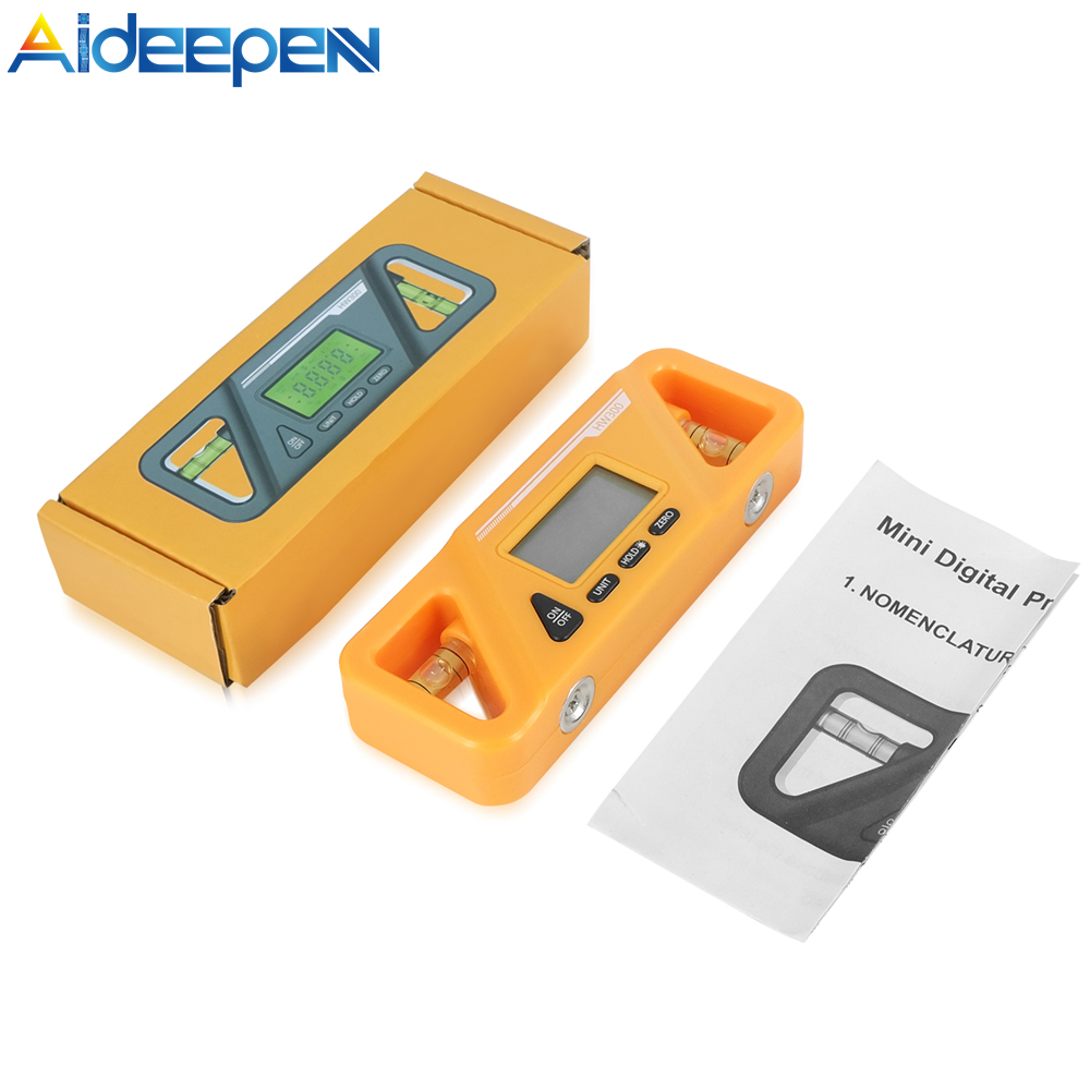 Aideepen HW-300 90 Degree Ruler Digital Display Inclinometer Level Meter Protractor Angle Meter Digital Protractor Inclinometer Level Meter Goniometer Measuring Inclinometer Magnet