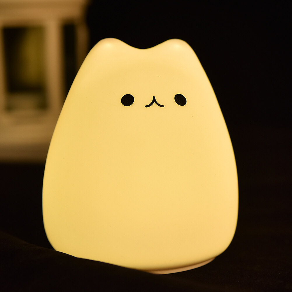 7 Màu Thay Đổi Silicon Mềm Pat Đèn Ngủ LED Mèo Dễ Thương Đèn Đồ Chơi Giáng