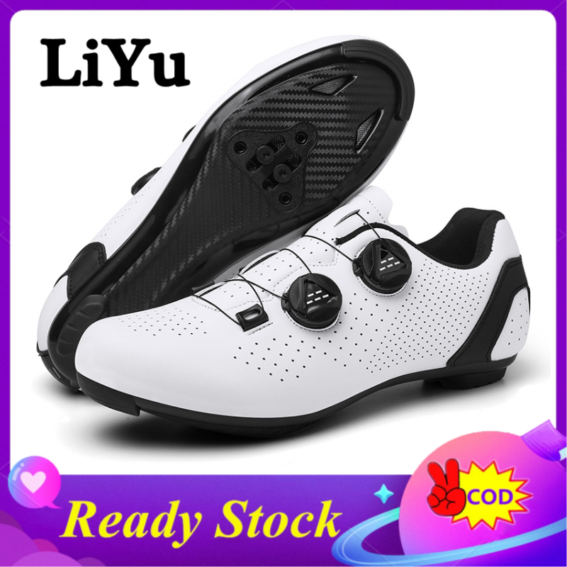 LiYu Men and Women Cycling Shoes Cleats Road Bike Shoes Flat SPD Pedal Shoes Outdoor Cycling Sneakers Bicycle Shoes For Roadbike Self-Locking Bike Shoes Racing Shoes