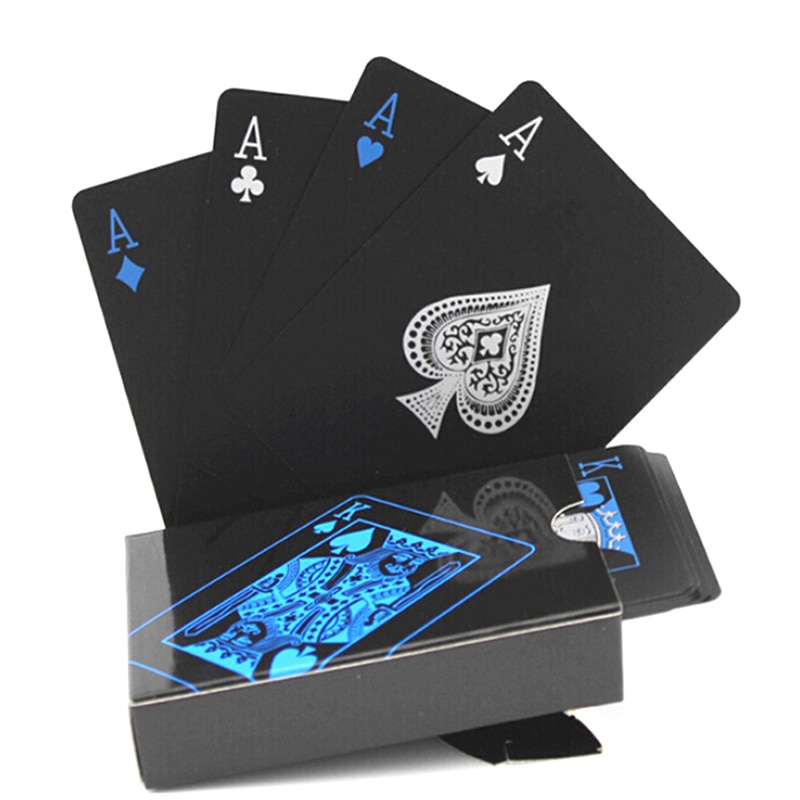 Waterproof PVC Pure Black Magic Box-packed Plastic Playing Cards Set Deck Poker Classic Magic Tricks Tool