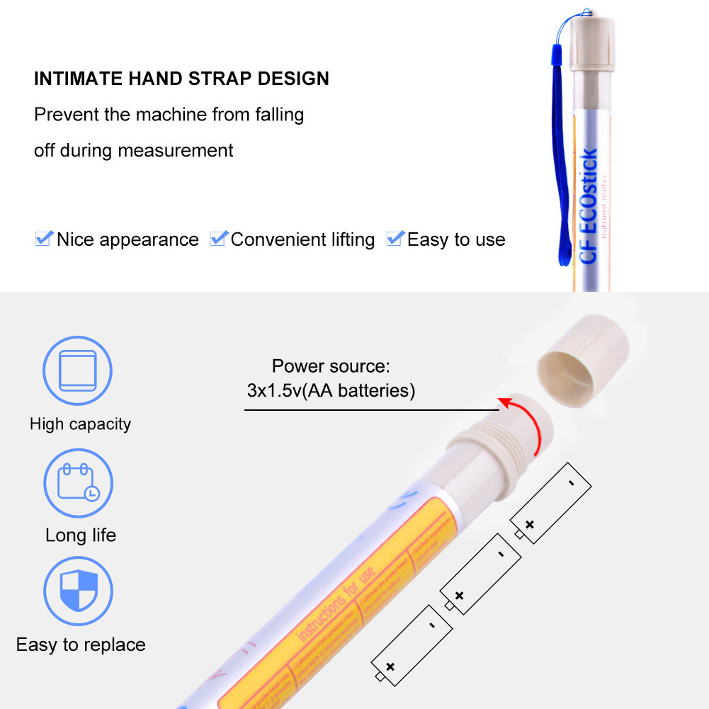 Bút Kiểm Tra Chất Lượng Nước Yieryi EC/Ppm/CF Máy Đo EC Làm Vườn