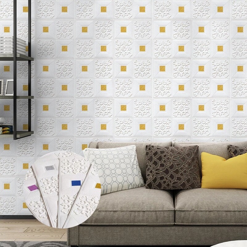 35x35cm DIY 3D Wallpaper Self Adhensive Decorate Wall Stickers Foam