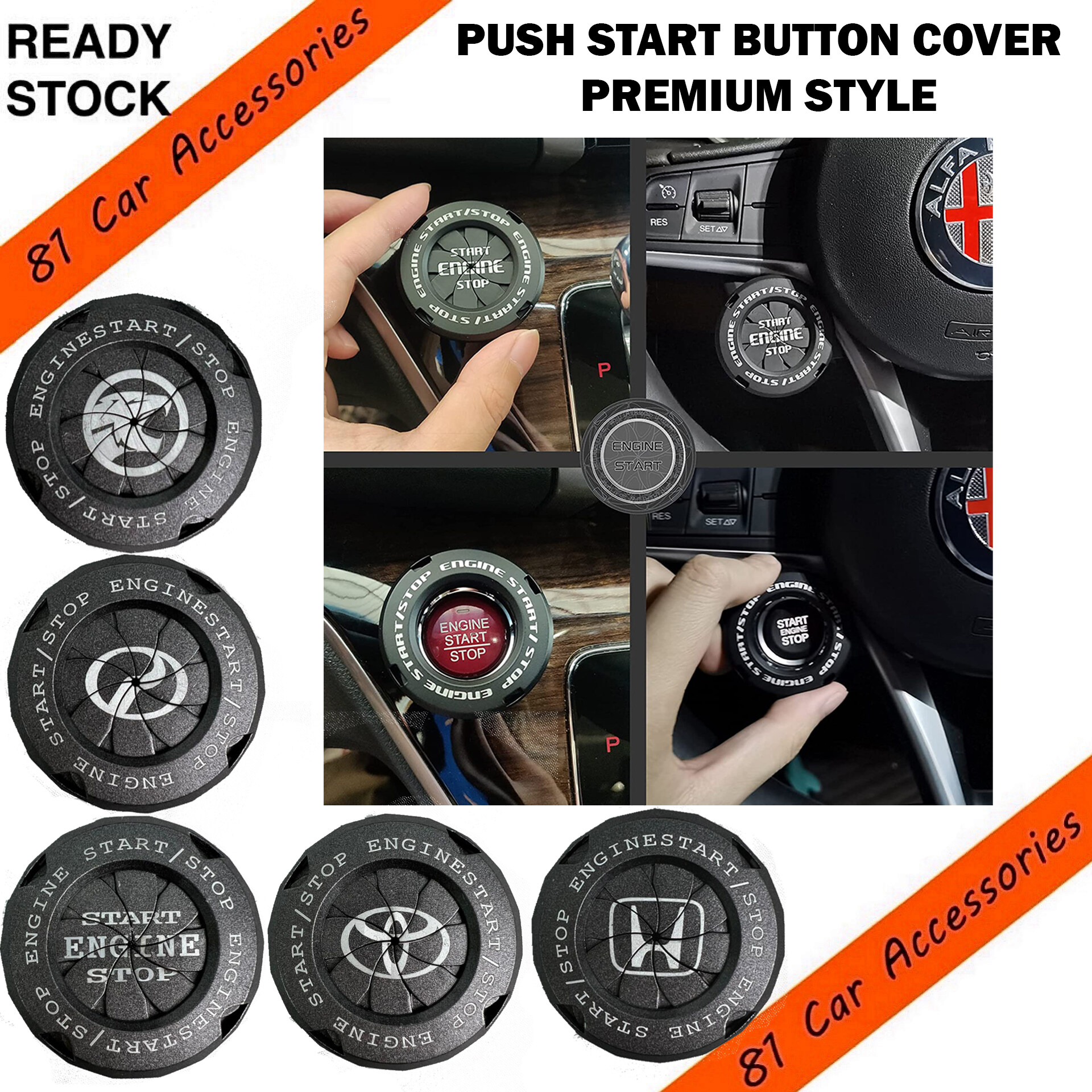 81] PREMIUM look push start button cover SPIN / TWIST type for all cars