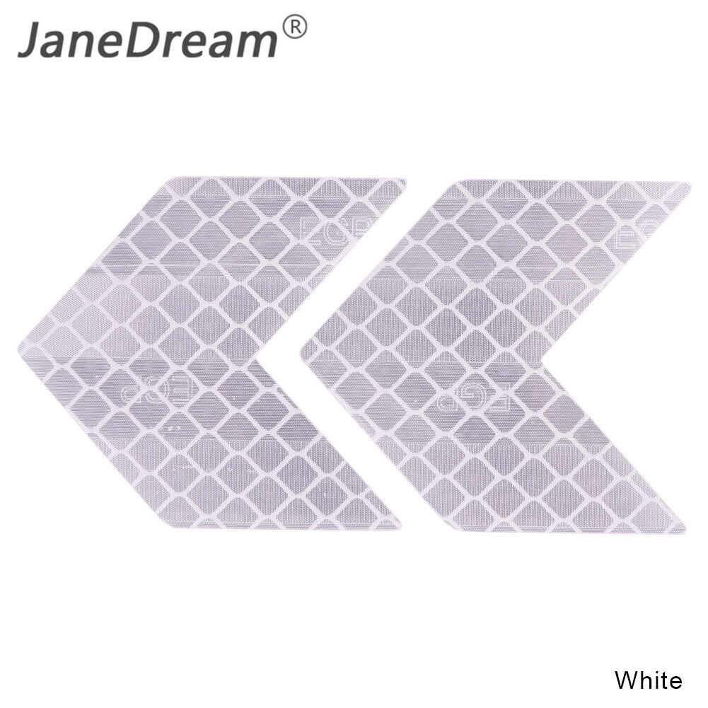 JaneDream White-2Pcs Car Reflective Sticker Arrows Pattern Warning Decals For Motorcycle Auto Tail Bar Bumper Safety BYD ATTO 3