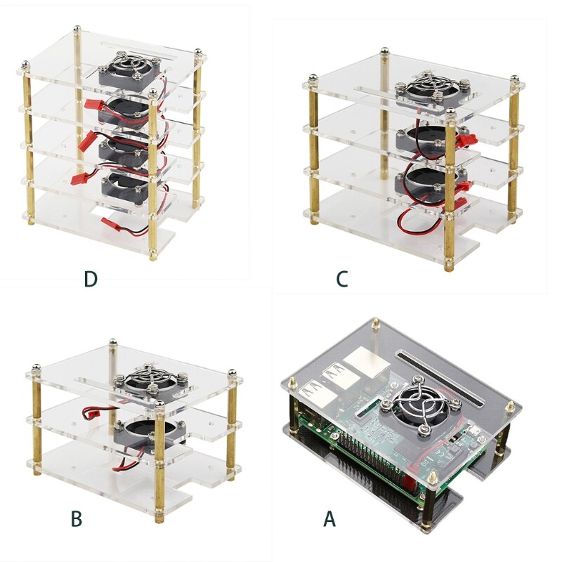 Raspberry Pi Rack Case with Raspberry Pi Heatsinks Stackable Case Stack Enclosure for Raspberry Pi 4/3/2 Model B