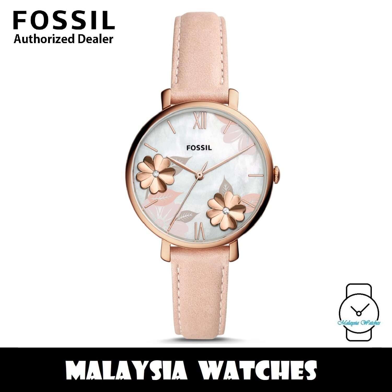 OFFICIAL WARRANTY Fossil Women s ES4671 Jacqueline Three Hand Blush Pink Leather Watch Lazada