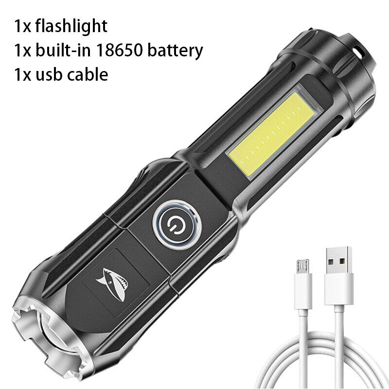Super bright torch light powerful japan original mini Flashlight rechargeable torchlight powerful flash light rechargeable waterproof original Led Flash Light zoomable Flashlight cob light 18650 Battery Flashlight Outdoor Camping Hiking led tourch light