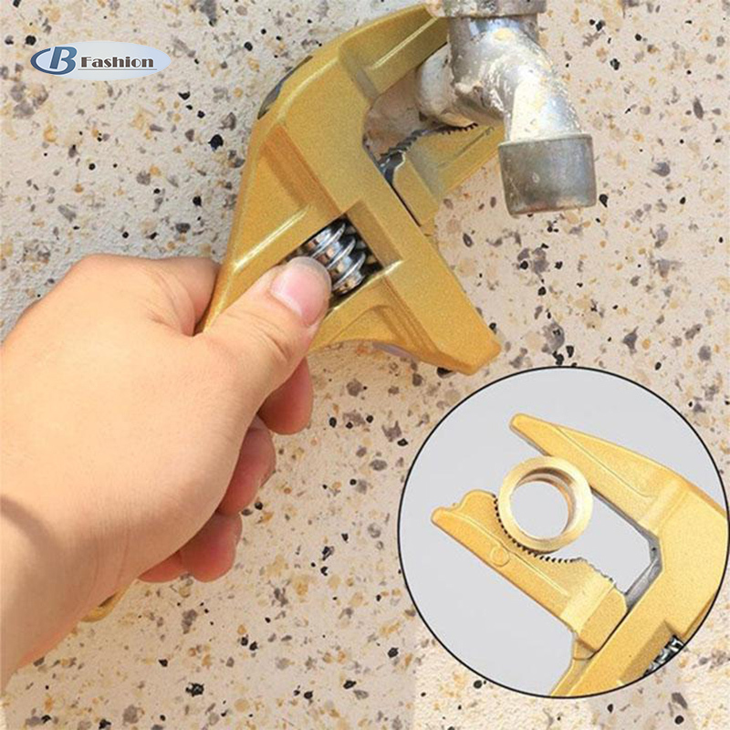 B-F Multi-Function Plumber Wrench Repair Tool Adjustable Wrench Short Shank Large Opening Bathroom Spanner Wrench