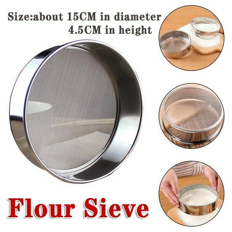 Round Stainless Steel Flour Sieve Mesh Flour Sifting Sifter Sieve Strainer