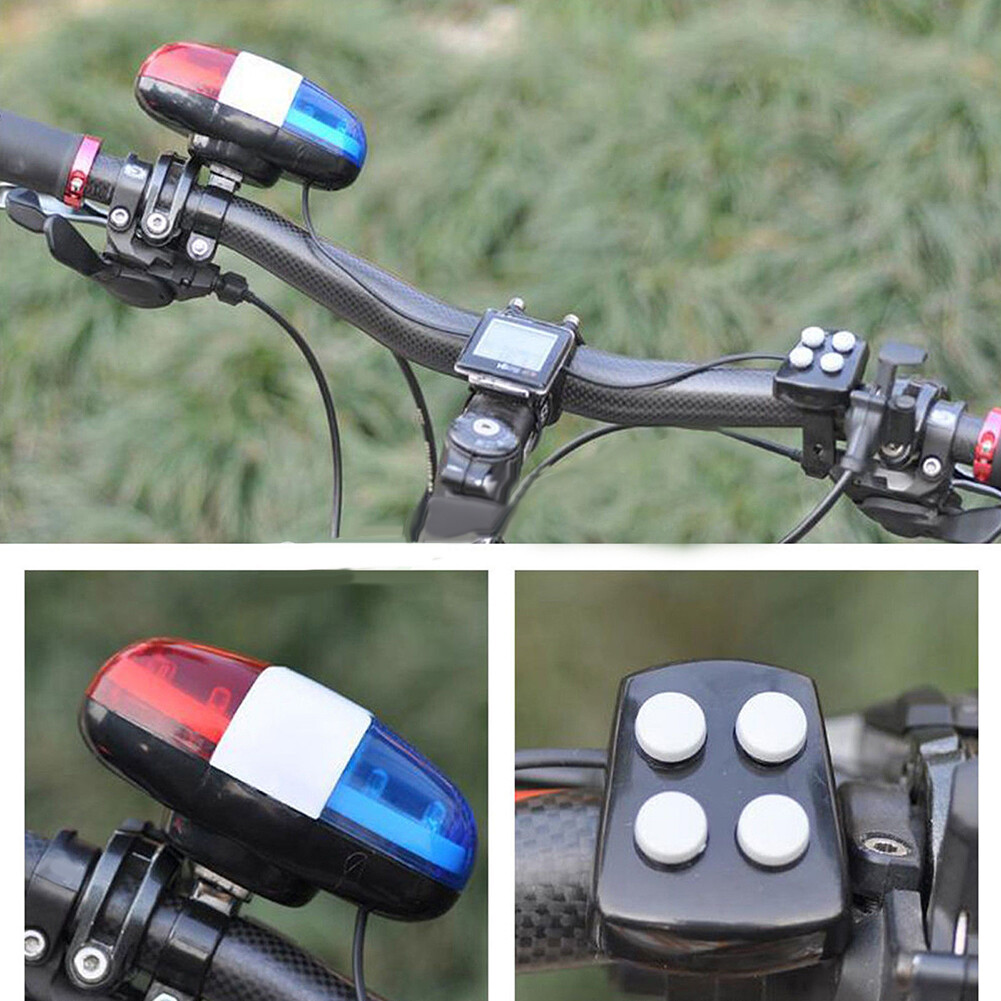 Honrane Bike Bicycle Police LED Light Loud Siren Sound Trumpet Cycling Horn Bell Tool