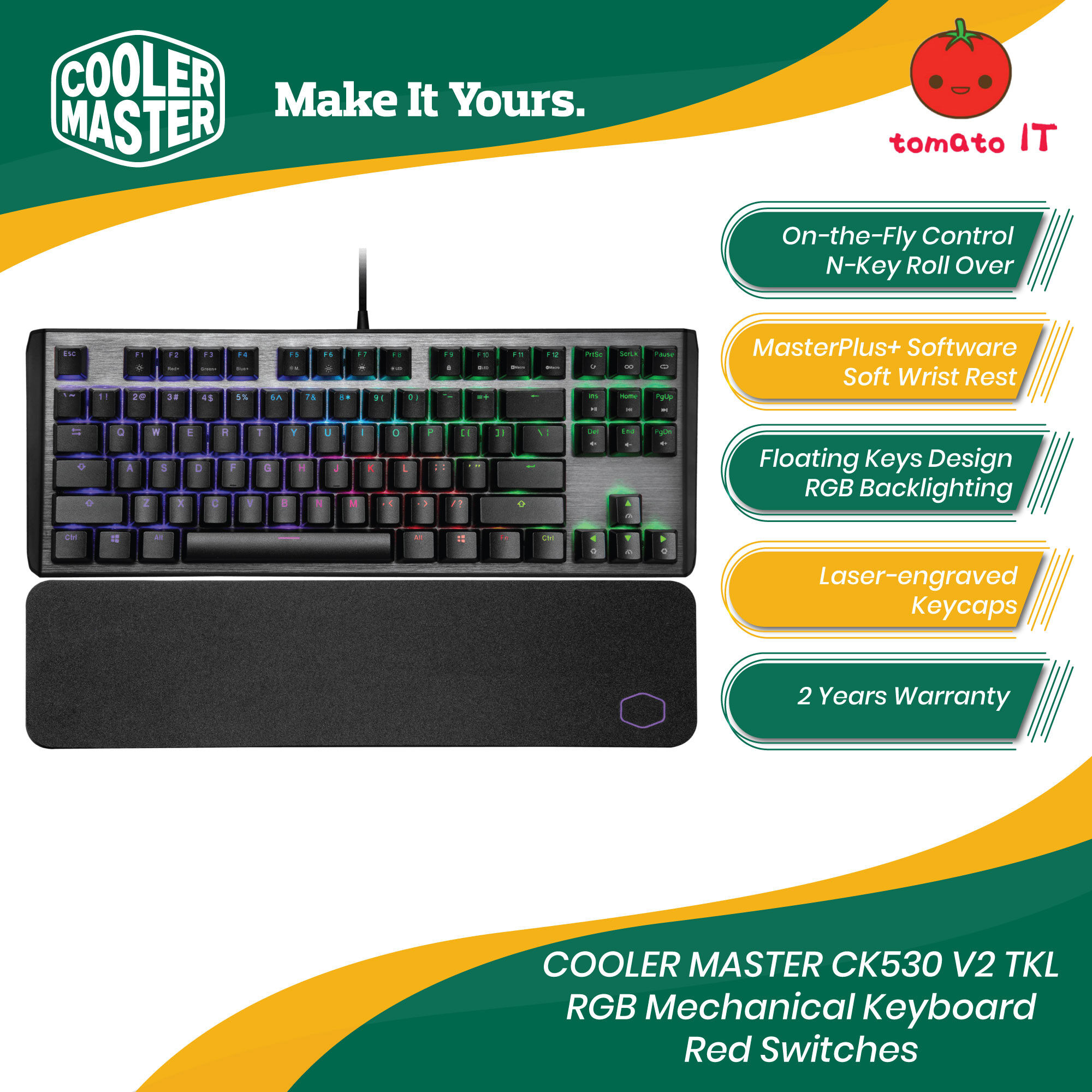 COOLER MASTER CK530 V2 TKL RGB Mechanical Keyboard Blue/Brown/Red