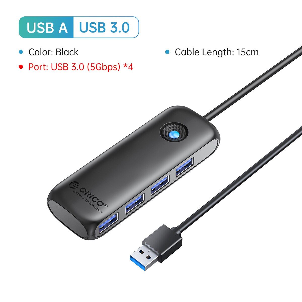 Orico usb hub usb3.0 usb2.0 multi-usb splitter power adapter 4-port multi-extender otg adapter for pc computer accessories