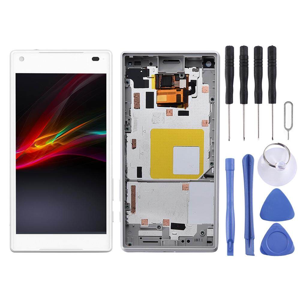 Layar LCD dan Digitizer Penuh Perakitan dengan Frame untuk Sony Xperia Z5 Kompak/E5803/E5823/Z5 Mini (hitam)