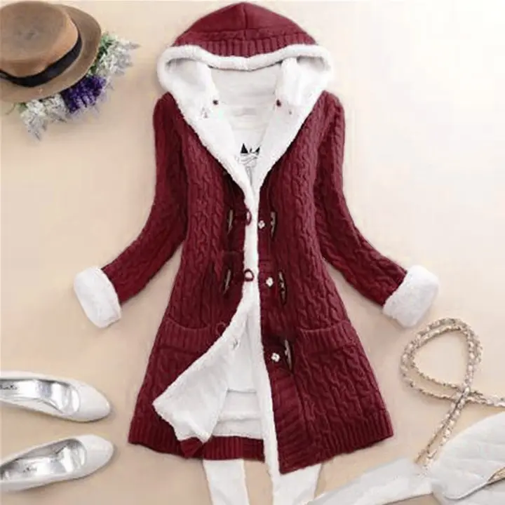 thick hooded cardigan
