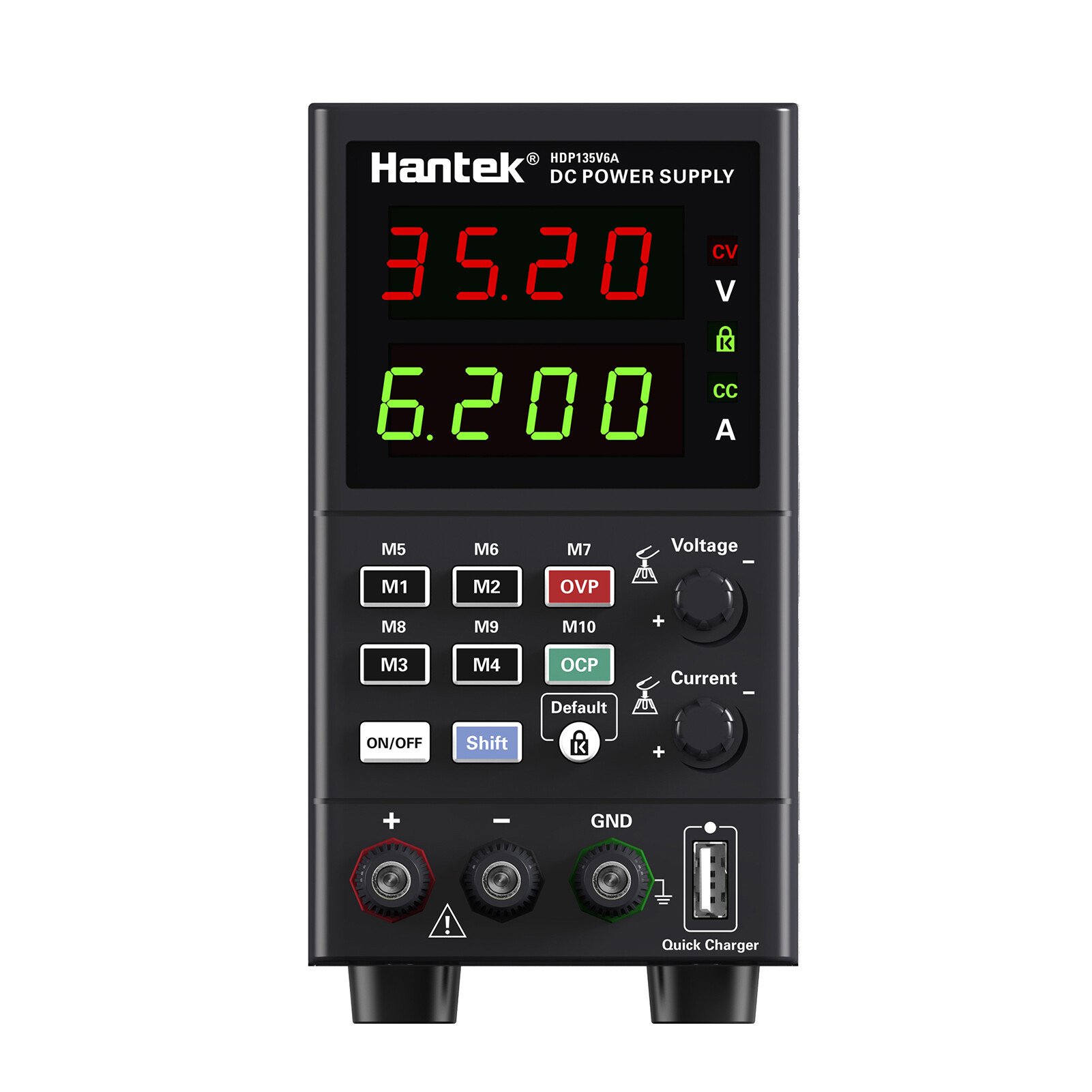 KKmoon Hantek HDP135V6A Digital Bench DC Power Supply Variable 35V 6A Adjustable Switching Regulated Power Supply CV CC with Data Storage, On/ Off Output, USB Quick Charge, PC Software Control, Encoder Adjustment Knob