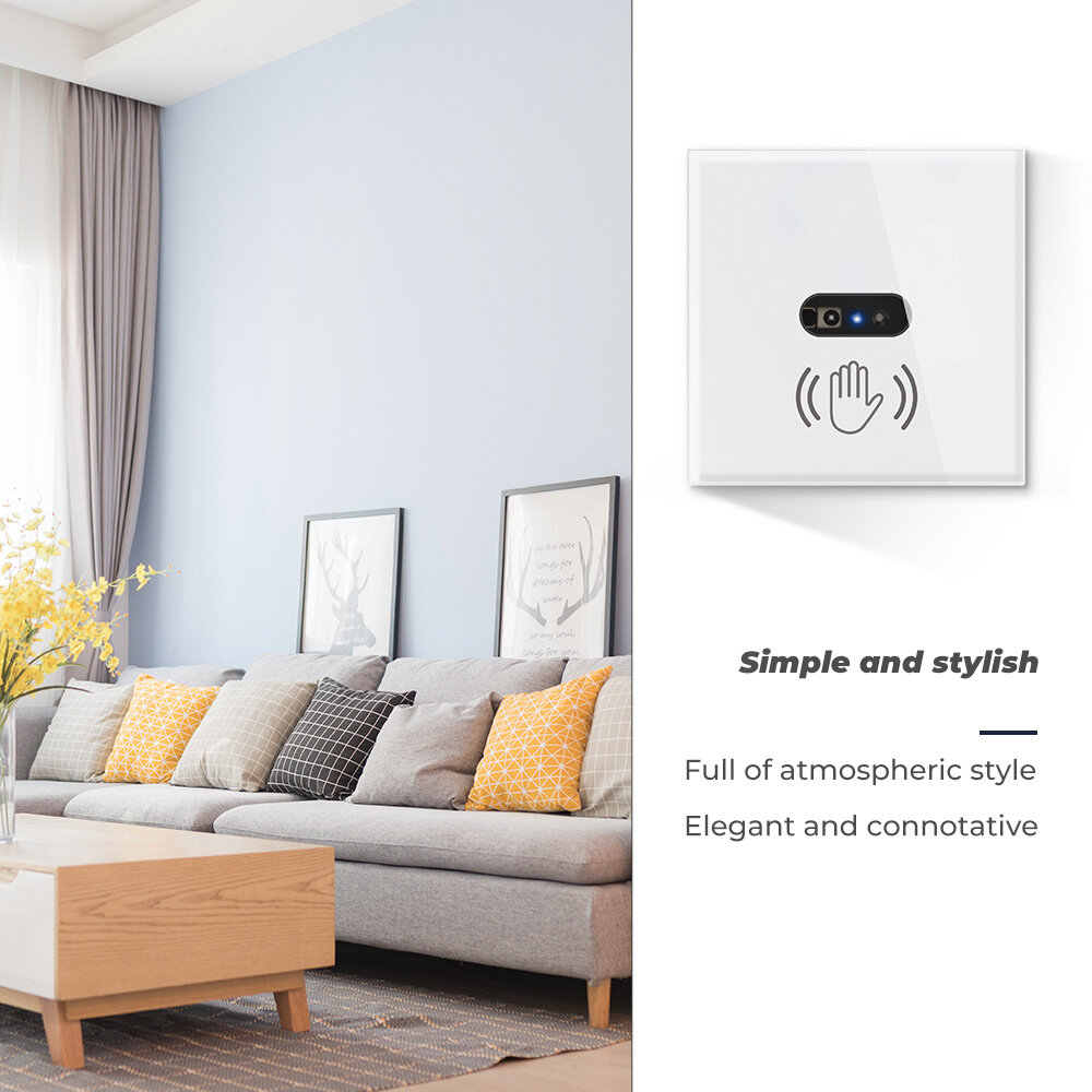 RCYAGO Từ Xa Công Tắc Đèn 10Cm Cảm Biến Hồng Ngoại Kính Chuyển Đổi Bảng Điều Khiển Màn Hình Cảm Biến Thông Minh Mà Không Cần Chạm 90-250V Cho Nhà Phòng Ngủ Phòng Khách