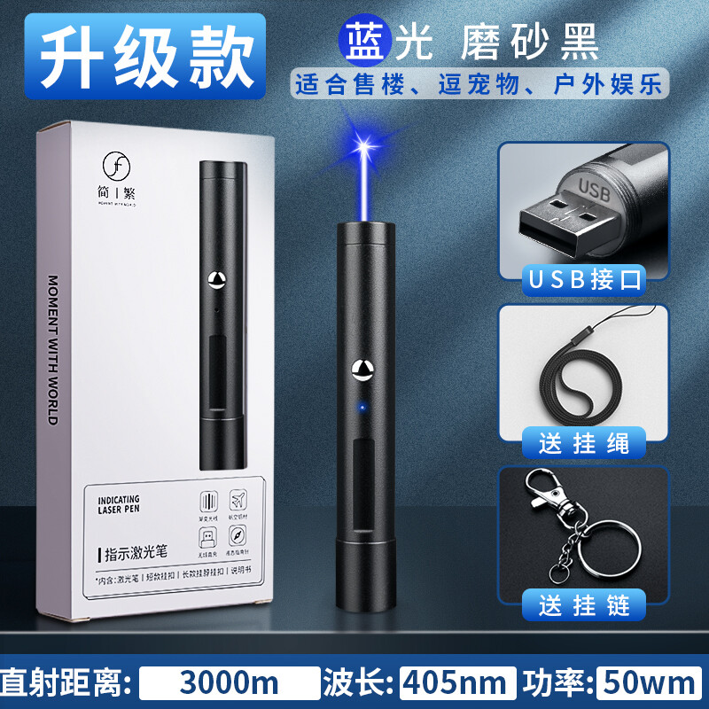 Simple and complex laser pen laser light carving flashlight sales office pen usb charging high-power blue light green light infrared long-range funny cat sales office indicator pen