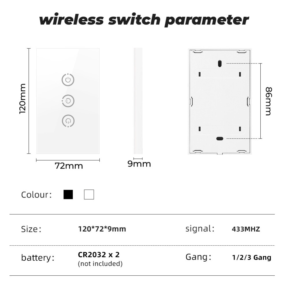 EL style Wireless Smart Switch 120 Wireless RF433 Free Paste Wireless Switch Smart Touch Switch Panel Smart Home