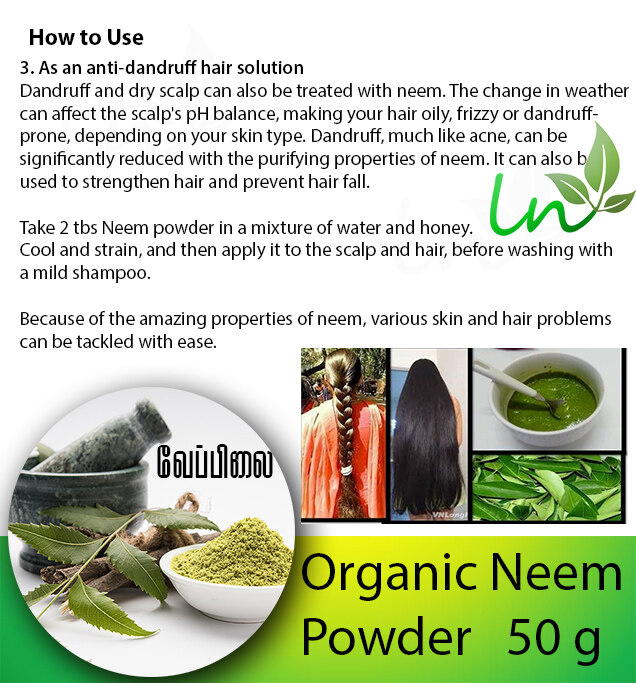 Neem Powder organic herbal /use for Face , Skin & Hair / Fights Acne &  Pimples / Anti Aging / Facial Cleanser / Organic 100% Pure & No Additives -  50gm | Lazada