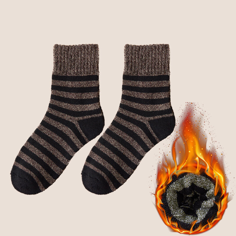 Winter Men's Merino Wool Socks Super Thick Warm High Quality Harajuku Simple Solid Color Snow Casual Antifreeze Cashmere Socks