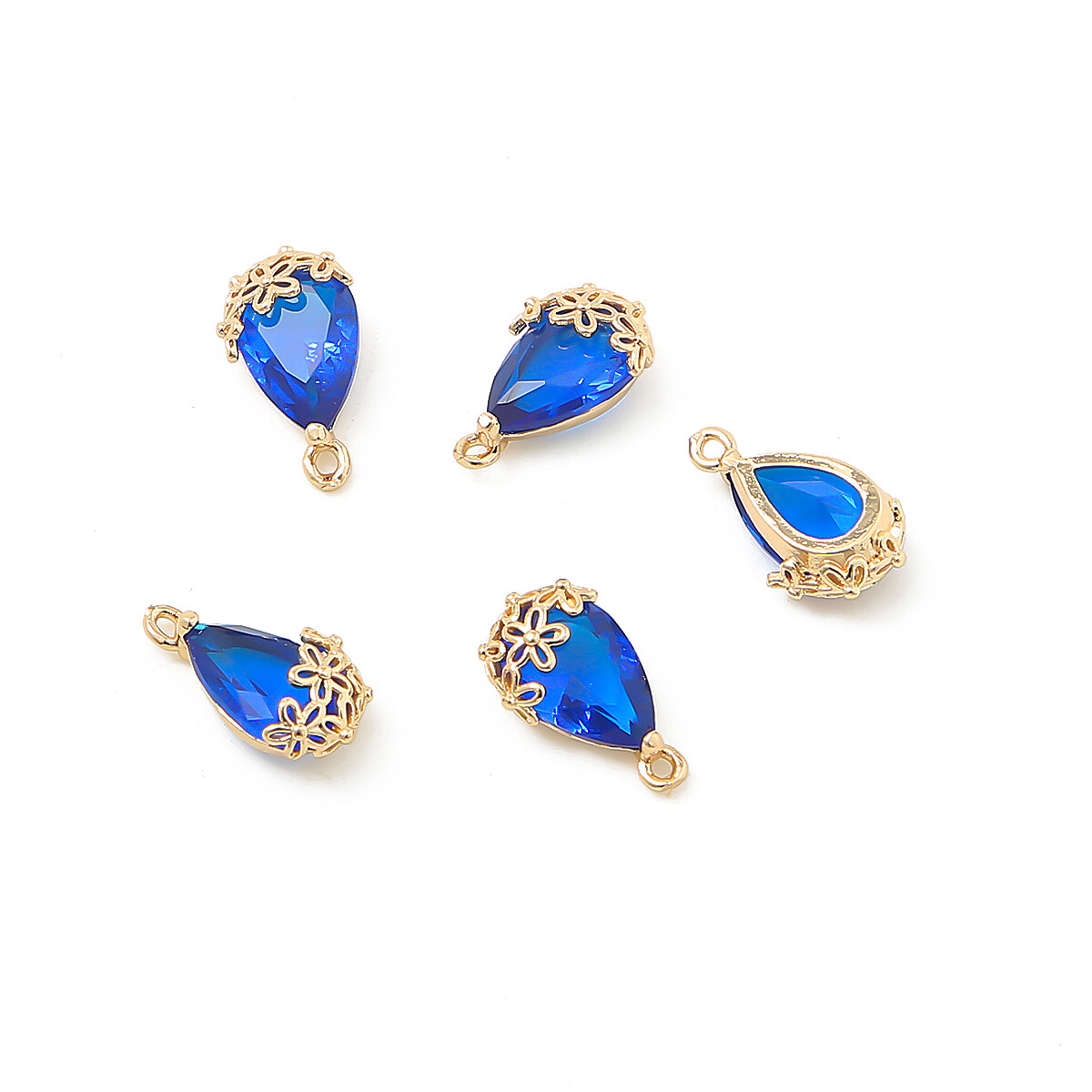 1PC 9X16mm Plum Blossom Copper Plated Drop Water Shape Shining Zircon Crystal Pendants For Diy Earrings Findings Necklace Charms