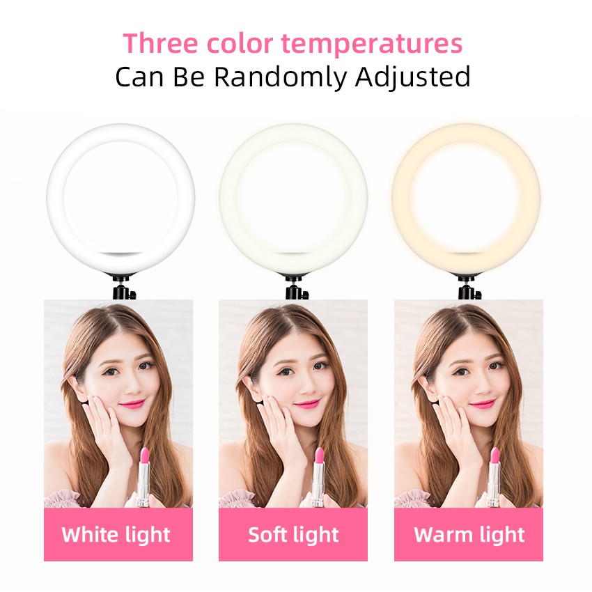 Selens Đèn LED Chụp Ảnh 10 inch Protable 26CM Selfie Ring Light With Clamp For Youtube Live Streaming Studio Video Led Dimmable Photography Lighting Use for Outdoor photo light  Filling light indoors Portrait, Fashion Wedding Art Advertisement