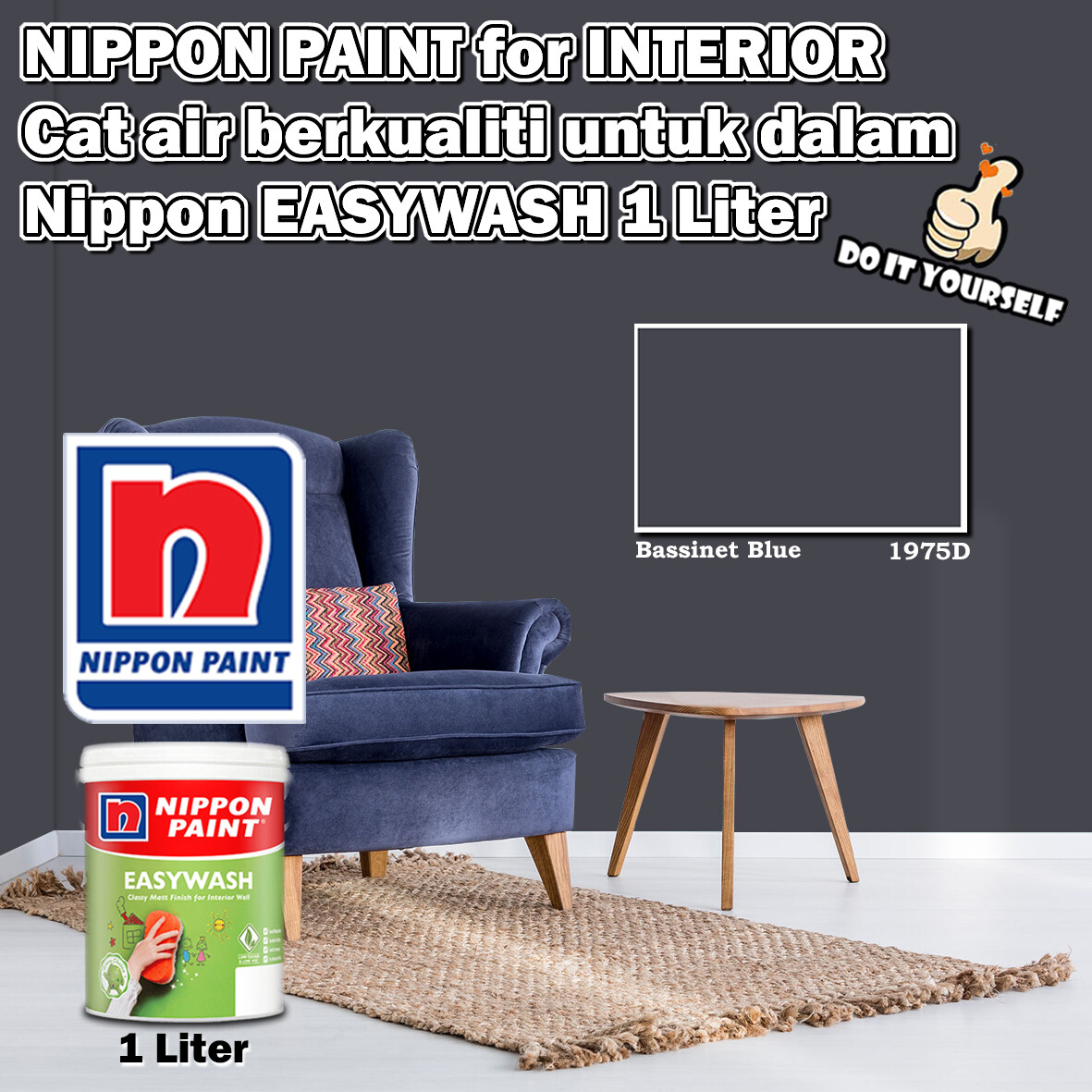 Nippon Paint EasyWash Interior collection 1 & 5 Liter Blue