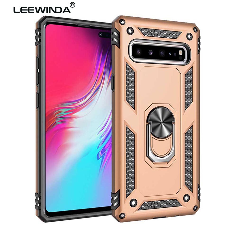 LEEWINDA For Samsung Galaxy S10 5G Phone Case,Luxury Armor Shockproof TPU+PC 2 in 1 360 Degree Rotating Holder Ring Back Cover