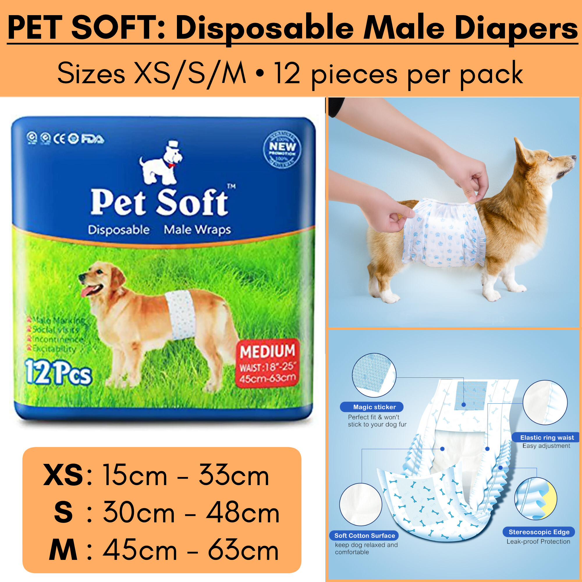 Pet soft store disposable male wraps