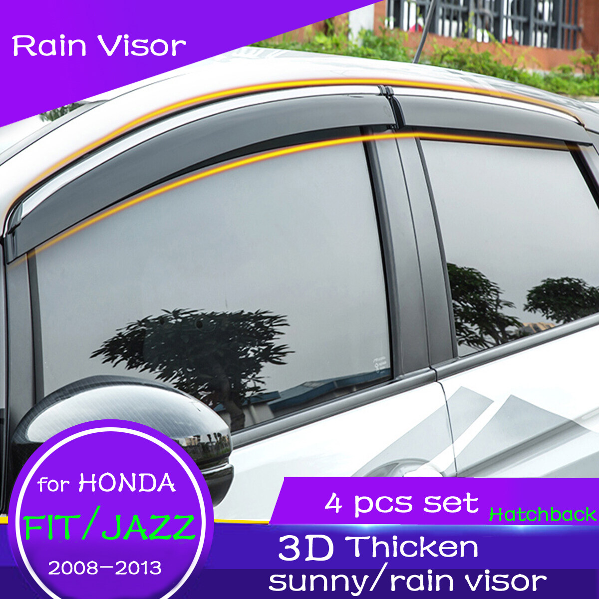 Rain Visor สำหรับ HONDA JAZZ 20082013 GK GK5 20142019 Sun Visor