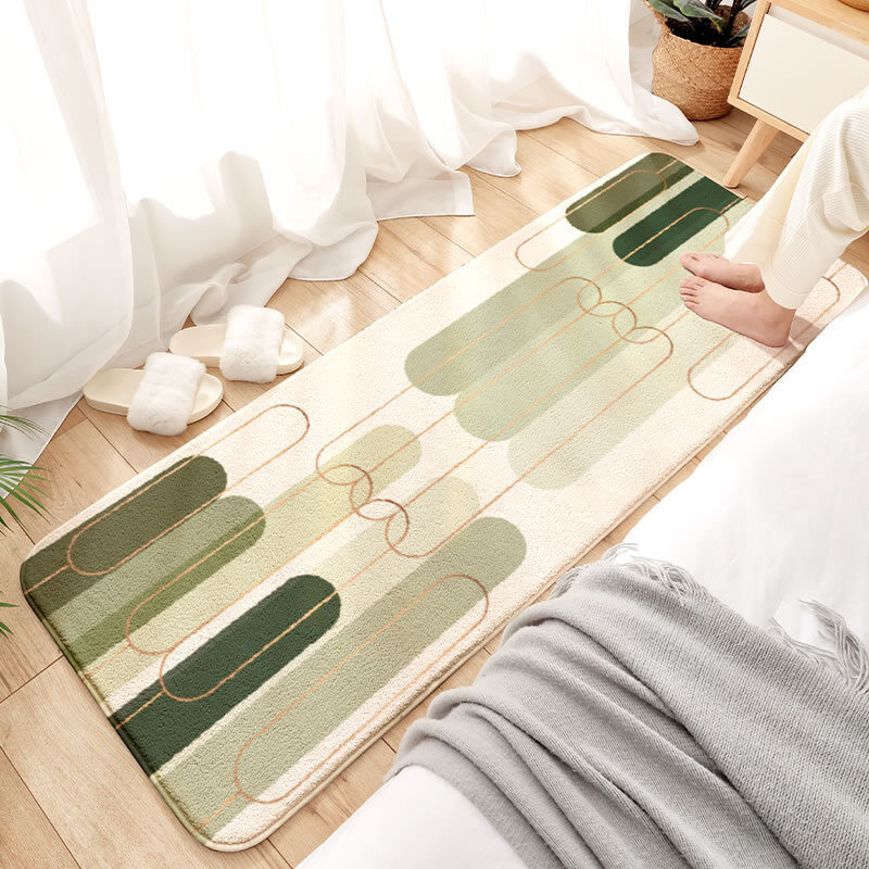 Bedroom mat Modern Kitchen Mat Long Strip Bedroom Entrance Doormat Simple Pattern Home Floor Decoration Cotton Carpet Bedside Rug Living Room Coffee Table Floor Mats Rectangular non-slip foot pad