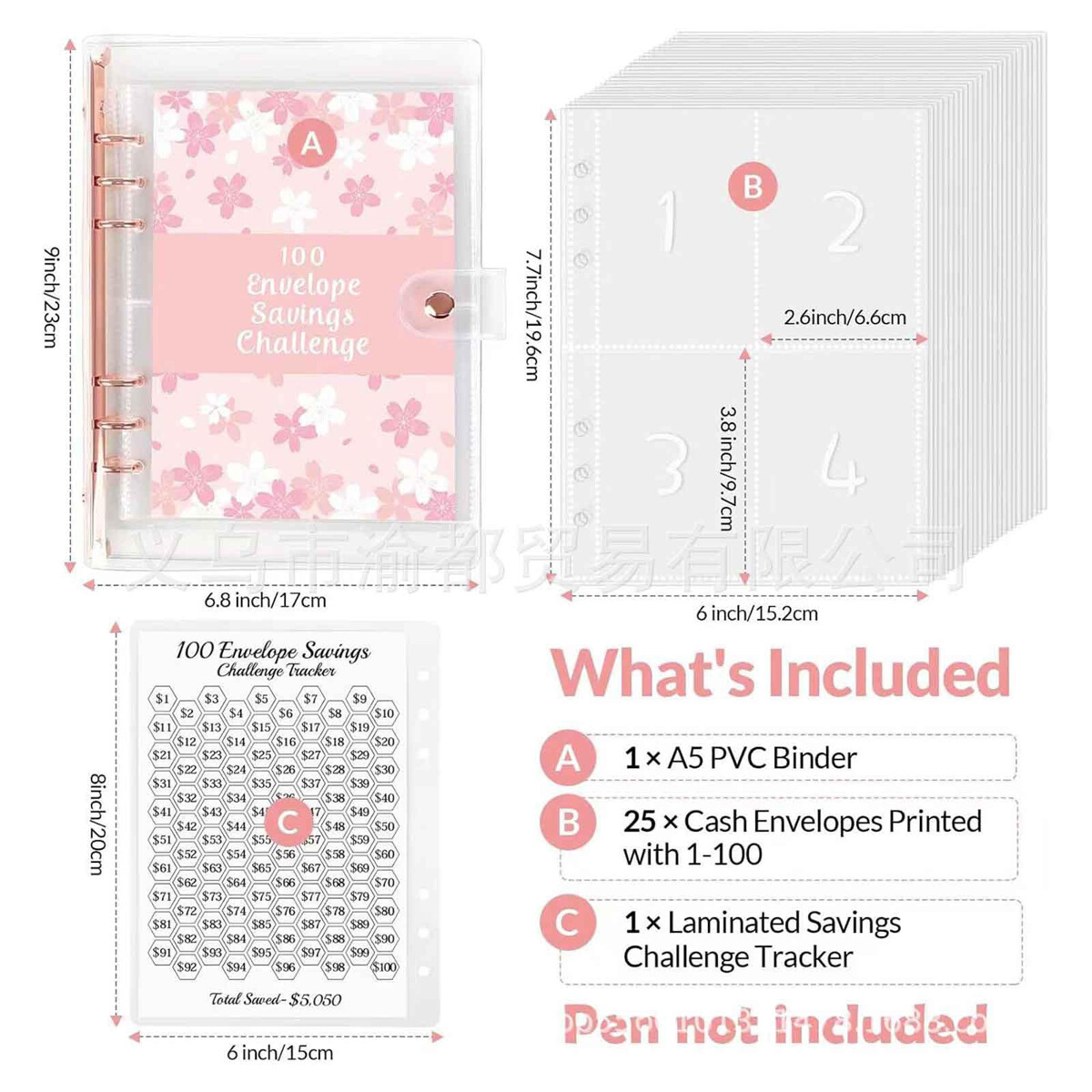 Budget Binder Book Organizer, Budget Money Planner, Money Saving Challenge Binder, Daily Savings Challenges Money Tracker, 100 Day Cash Budgeting with Cash Envelop for School Work Home